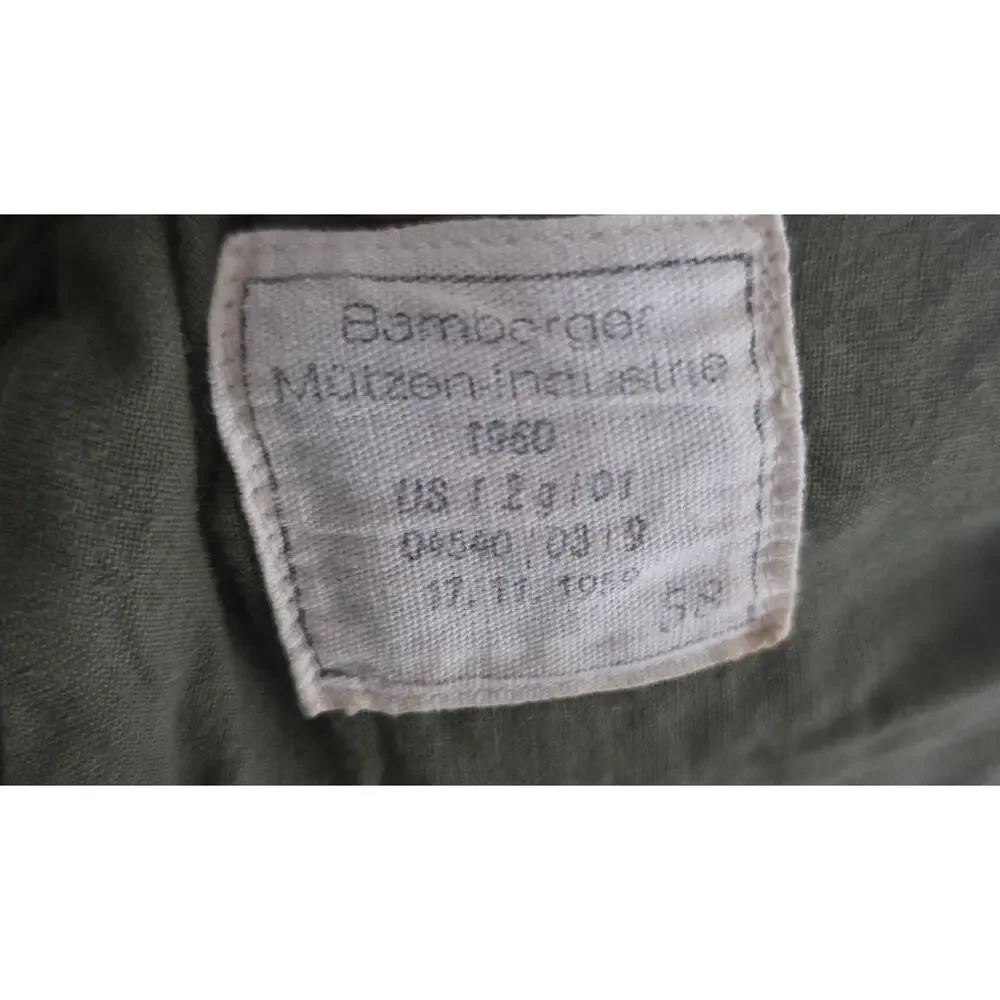Vintage German Military Field Hat Olive Green Size 58 1959
